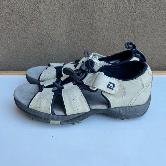 Footjoy FJ Green Joys Golf Sandal Leather Adjustable Straps Spikes Womens Size 6 - Picture 7 of 9